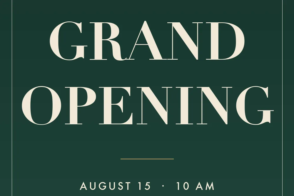 Grand opening poster with all text removed from the design